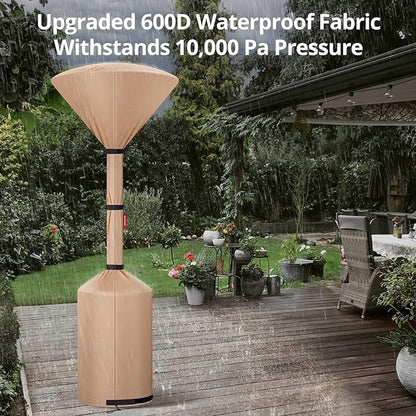 QH.HOME Patio Heater Covers, [2026 Upgraded Tear-Resistant Fabric] Waterproof with Robust Zipper,Dustproof/Wind/Sunlight/Snow-Resistant, (89"H x 33"D x 19"B ,Camel)