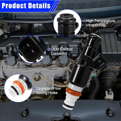 Set of 4 Fuel Injectors Fit for Honda Accord 2003–2007, CR-V 2005–2009, Element 2003–2011, Acura RSX 2005–2006 2.0L 2.4L, Replace 16450-RAA-A01 FJ484
