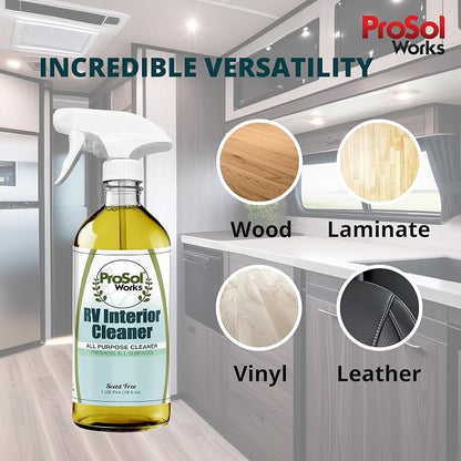 RV Interior Cleaner 16 oz - Camper All Purpose Cleaner for RVs, Toilet, Countertops, Flooring, Upholstery, Fabric, Leather & More - Natural Clean - Safe on All Surfaces