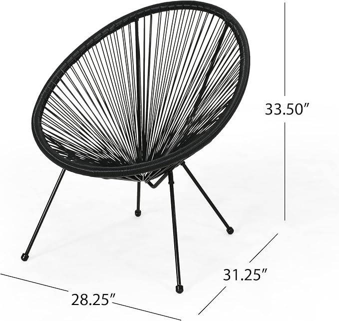 Christopher Knight Home Outdoor Hammock Weave Chair with Steel Frame (Set of 4) - Black Finish