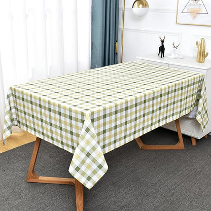 Classic Gingham Plaid Tablecloth Fabric - Rectangular 58x102 Inch Water Resistant Checked Table Cloth for Indoor/Outdoor Use - Table Cover for Kitchen, Picnics, Gardens, and Parties