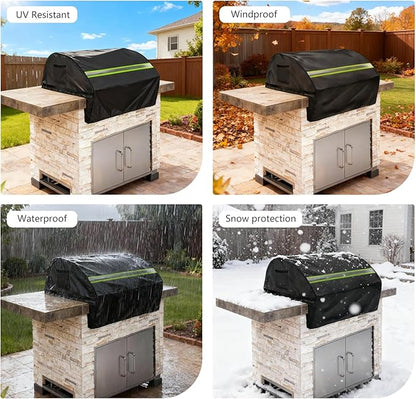 Built in Grill Cover for DCS 27-Inch - Heavy Duty 600D Waterproof with Reflective Strips and Plush Lining,Protects The Built in Grill While Enhancing its Visual Appeal,28''L x 27''W x 27''H,Black