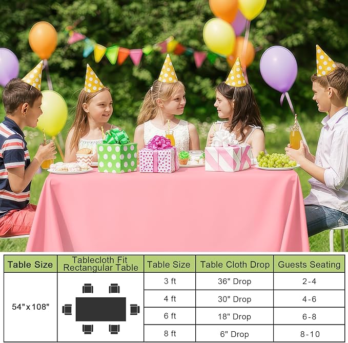 Smiry Disposable Table Cloth - 10 Pack, 54 x 108 Inch Waterproof Rectangle Tablecloths for Easter Party, Valentines & Mothers Day Decorations, Decorative Plastic Table Cover, Leakproof & Sturdy, Peach