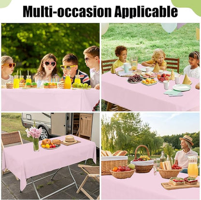 Smiry Disposable Table Cloth 3 Pack, 54 x 108 Inch Waterproof Plastic Tablecloth, Decorative Rectangle Table Covers for Party, Birthday, Picnic, Pink