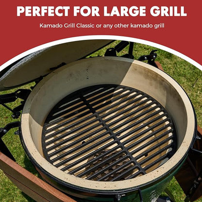 Cast Iron Cooking Grid for Large Big Green Egg Accessories, Grate Grids for Any 18" Kamado Grills Replacement Parts