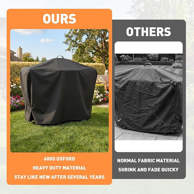 57 Inch Grill Cover for Weber Q Grill, 7112 Grill Cover for Weber Q2000, Q2200, Q2400, Q300, Q3000, Q3200 Gas Grills, Heavy Duty Waterproof BBQ Gas Grill Cover, Straps for Fix with Handles, 600D