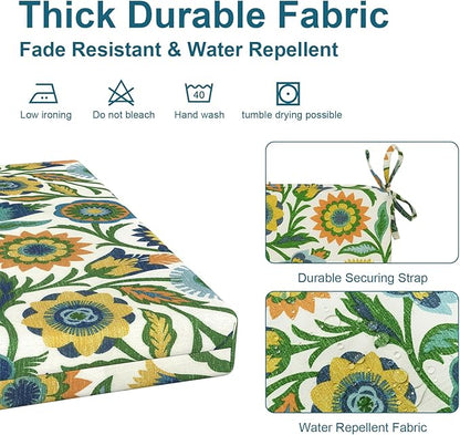 DYTXIII Set of 2 Outdoor Chair Cushions, Water Resistant 18.5"x16"x2" Square Seat Cushion for Patio Dining Chairs, High-Density Replacement Pads for Indoor Outdoor Furniture - Fiesta Floral