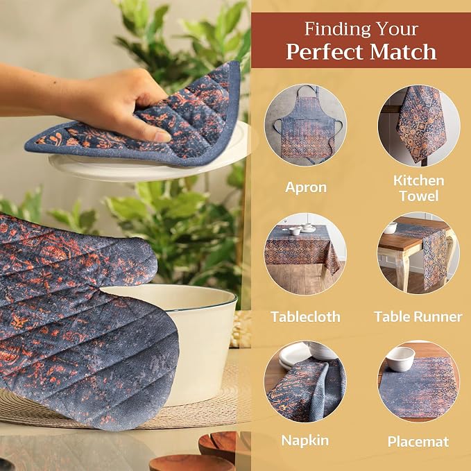Maison d' Hermine Pot Holders 100% Cotton Potholders (8" x 8", Pack of 2) | Heat Resistant Hot Pads with Loop BBQ Cooking Baking Hotel Kitchen Handling Hot Pans Thanksgiving Christmas - Imperfection