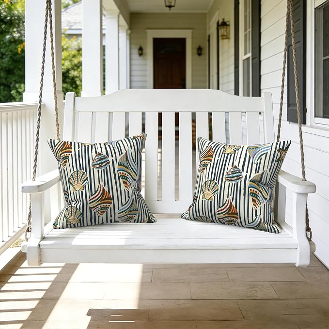 LVTXIII 2 Pack Outdoor Throw Pillow Covers for Patio Furniture, 16x16 Inch Square Pillow Case, Water-Repellent Cushion Covers for Garden, Porch, Sofa, Cabana Shells