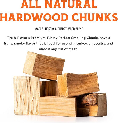 Fire & Flavor Premium All Natural Smoking Wood Chunks, 4 Pounds, Apple, Sweet & Fruity for Use with Pork & Ribs, All Meats, Great for Charcoal Grills and Smokers, USA Made