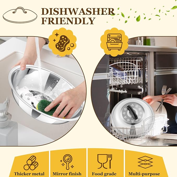 11.4 Inch Cheese Melting Dome, HaSteeL Round Stainless Steel Basting Steaming Cover, Metal Griddle Lid for Indoor & Outdoor Cooking Grilling, Non Toxic & Rust Free, Dishwasher Safe, Plus a Screwdriver
