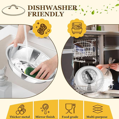 11.4 Inch Cheese Melting Dome, HaSteeL Round Stainless Steel Basting Steaming Cover, Metal Griddle Lid for Indoor & Outdoor Cooking Grilling, Non Toxic & Rust Free, Dishwasher Safe, Plus a Screwdriver
