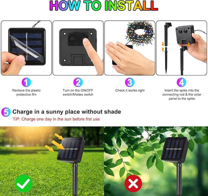 2 Pack Solar String Lights for Outside,Each 33Ft 100 LED Solar String Lights Outdoor Waterproof with 8 Modes,Solar Lights Outdoor for Patio, Garden, Tree, Party Decor-Multicolor