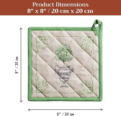 Maison d' Hermine Pot Holders 100% Cotton Heat Resistant Potholders 8" x 8" Hot Pads with Loop BBQ Cooking Baking Hotel Farmhouse Kitchen Handling Hot Pans Spring Summer (Pack of 1, Jardin Du Roy)