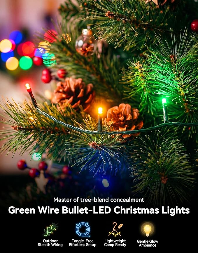 LitHome 328FT 1000 LED String Lights Outdoor Indoor, 8 Modes Waterproof Christmas String Lights with Timer & Memory Function, Outdoor Christmas Lights Green Wire for Xmas Tree Party Garden, Multicolor