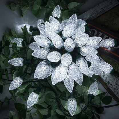 AWQ 100LED 81FT C9 Christmas String Lights Plug in Fairy Twinkle White | Christmas Lights Outdoor 8 Modes Timer Function Waterproof Extendable for Indoor Outdoor Wedding Party Christmas Decoration