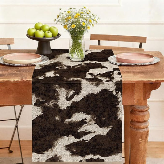 Cow Print Table Runner,Dining Decor for Kitchen Coffee Table Family Dinners Holiday Parties Wedding Events Decor(13x72 inch)
