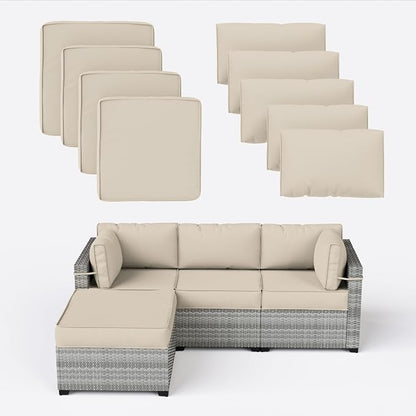 9 Pcs Outdoor Patio Cushions Covers Replacement Sets, Covers Only | 9 Pcs Patio Cushions Covers Replacement UV Resistant, Water Anti-Slip, Heavy-Duty Zippers for 5 Pcs Patio Furniture Set