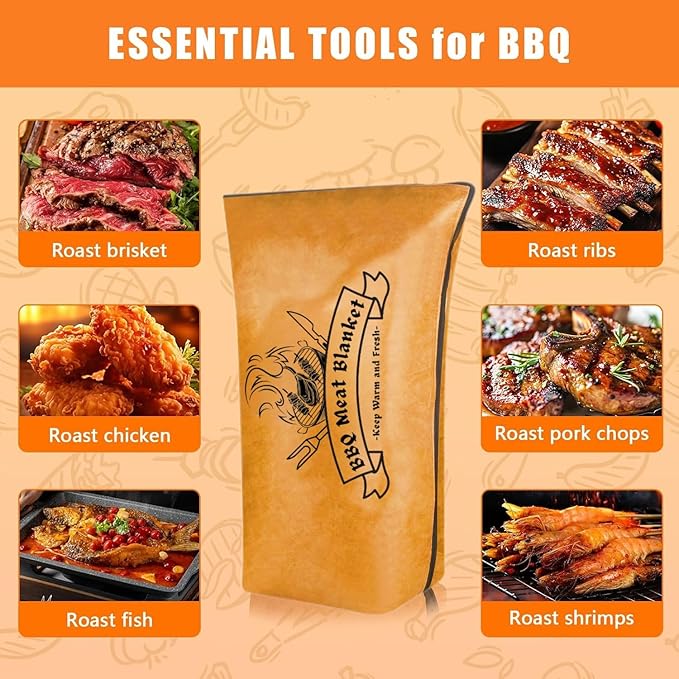 BBQ Blanket for Resting Meat,BBQ Brisket Blanket Meat Resting Blanket for Smoking, Reusable Smoker Grilling Meat Insulated Resting Bag with Wide Mouth for Large Brisket/Beef (Regular 21in)