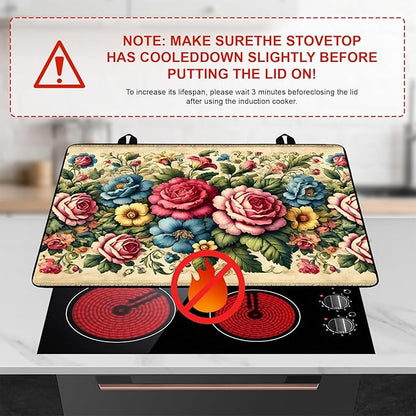Peony Flower Stove Top Cover Retro Flower Gas Stove Top Cover for Home Decoration Kitchen Pad Non-Stick Washable Cooktop Covers Countertop Protector Keep Stove Clean 28"x20"