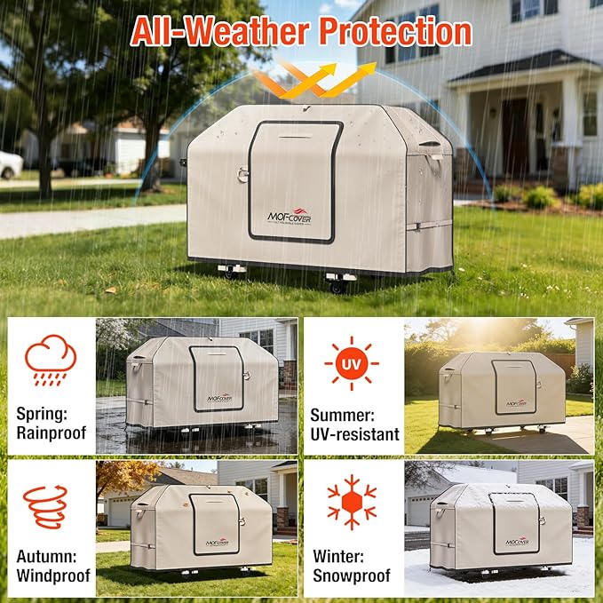 Exclusive Foldable 82 inch Grill Cover, 600D Heavy Duty XXL Outdoor BBQ Cover for 6 Burners Grill Weber Nexgrill CharBroil Monument, Khaki
