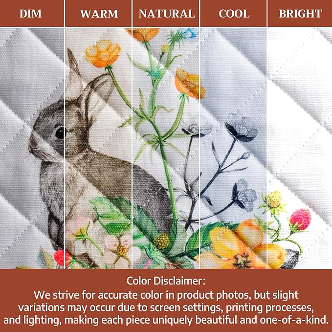 Maison d' Hermine Pot Holders 100% Cotton Heat Resistant Potholders 8" x 8" Hot Pads with Loop BBQ Cooking Baking Hotel Farmhouse Kitchen Handling Hot Pans Spring Summer (Pack of 1, Printemps)