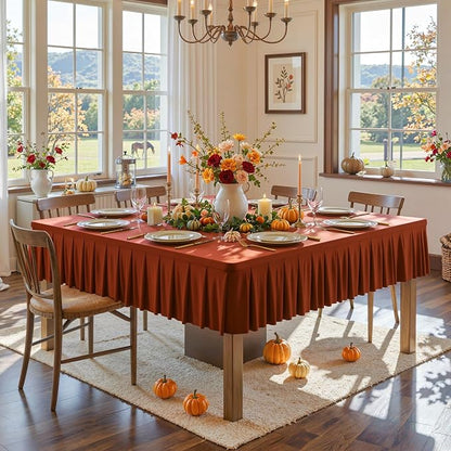 PARTISKY Rust Spandex Square Tablecloths 54x54 Inch, 2 Pack Wrinkle Free Fitted Card Table Cloth Stretch Square Table Cover for Kitchen Dinner, Holiday Party, Wedding Banquet, Display Trade Show