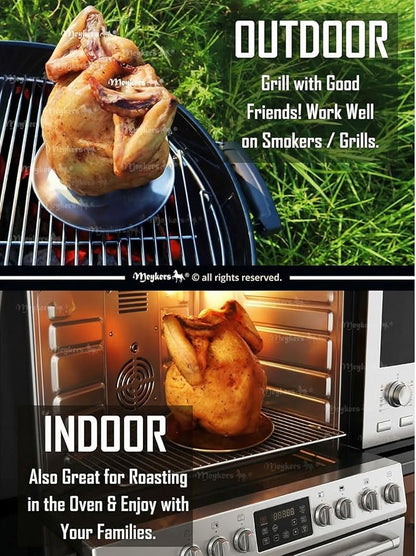 Meykers Beer Can Chicken Stand [New Upgraded] for Grill Smoker Oven | Vertical Beer Butt Chicken Holder Roaster | Made of 304 Stainless Steel Dishwasher Safe | BBQ Rack Barbeque Accessories (1 Pack)