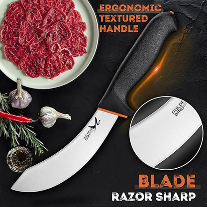 Golden Bird Professional Skinning Knife - 6 Inch Stainless Steel Meat Butcher, Multifunction Kitchen Knife, Meat Cutting Knives for Slaughter House