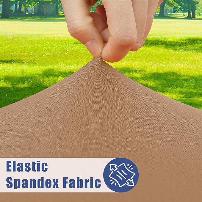Moosfor Spandex 6 Foot Rectangle Table Cloth, Elastic Fitted Tablecloths for Picnic, Stretch Washable Patio Table Cover for Outdoor, Camping, Banquet and Parties (Light Brown, 30"x72")