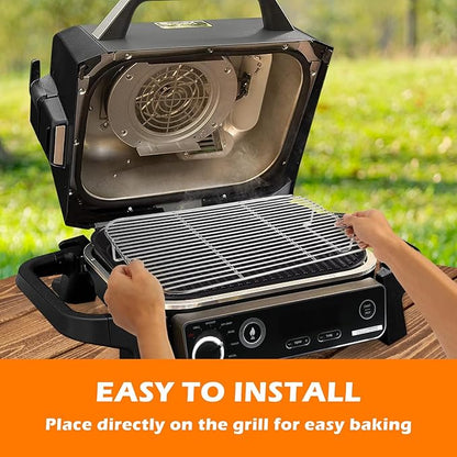 2Pcs Stainless Steel Rack Set for Ninja Woodfire Outdoor Grill and Smoker, Grill Rack Accessories for Ninja Woodfire OG701 OG751, Non-Stick Barbecue Cooking Grill Stand - Dishwasher Safe
