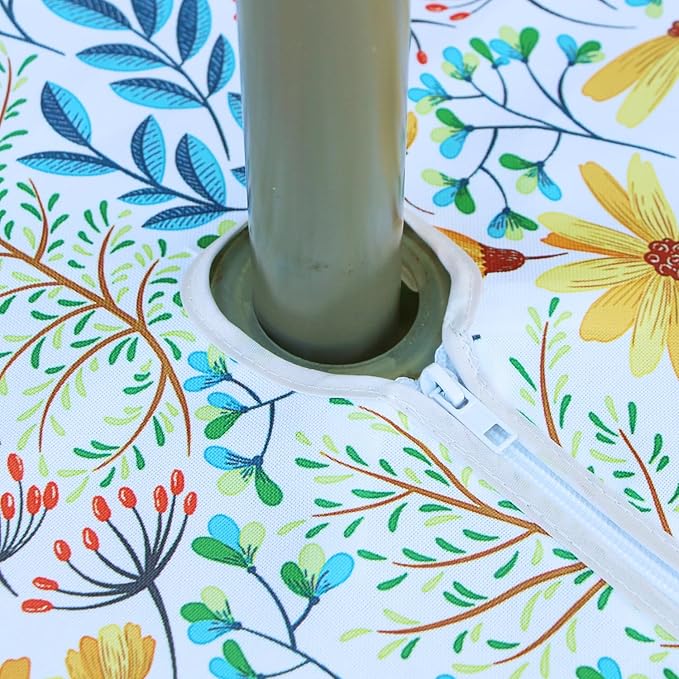 EHouseHome Outdoor and Indoor 60inch Round Tablecloth with Umbrella Hole and Zipper, Waterproof Zippered Patio Cloths, Spring/Summer Table Covers for Backyard Circular Table/BBQs/Picnic