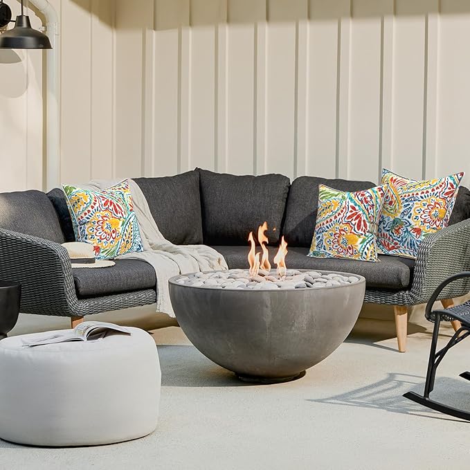 LVTXIII Pack of 2 Outdoor Throw Pillow Covers Accent Waterproof Pillow Covers ONLY, Patio Square Cushion Cases for Garden Balcony Couch Sofa Decoration 18x18 inch, Paisley Multi