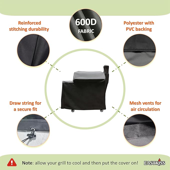 Grill Cover for Recteq Flagship 1600,Rec Tec 1600 Wood Pellet Grill - Heavy Duty Waterproof Fade Resistant Pellet Grill Cover with Locking Drawstring for Rectec Flagship 1600 Grill Accessories