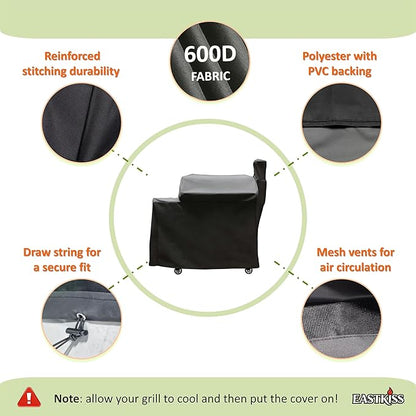 Grill Cover for Recteq Flagship 1600,Rec Tec 1600 Wood Pellet Grill - Heavy Duty Waterproof Fade Resistant Pellet Grill Cover with Locking Drawstring for Rectec Flagship 1600 Grill Accessories