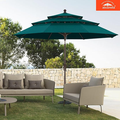 ABCCANOPY 5-Year 10-Year No Fading 9FT 3 Tiers Patio Umbrella, Outdoor Table Umbrella with 8 Sturdy Ribs for Deck, Backyard, Garden, Yard