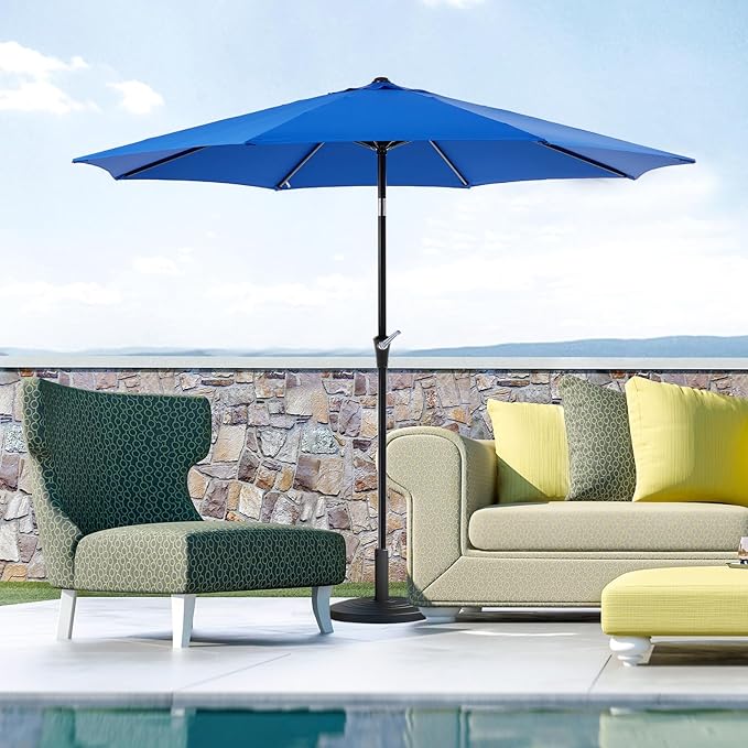 OLIXIS 9FT Patio Table Umbrella with Tilt and Crank Button & 8 Sturdy Ribs Waterproof, 9 Feet Outdoor Patio Umbrella Sun Shade for Pool, Terrace, Beach and Restaurant