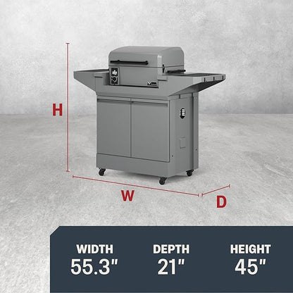 TYTUS Emberwood Outdoor Kitchen Island Grill Cart with Pellet Smoker, 8 lb Hopper, 282 Sq. In. Cooking Space, 4.7 Cu. Ft. Storage, Removable Cutting Boards & Quick Assembly, Rolling Kitchen Island