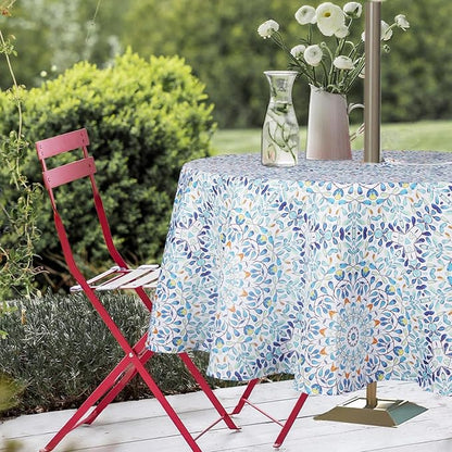 EHouseHome Outdoor and Indoor 70inch Round Tablecloth with Umbrella Hole and Zipper, Waterproof Zippered Patio Table Cloths, Spring/Summer Table Covers for Backyard Circular Table/BBQs/Picnic
