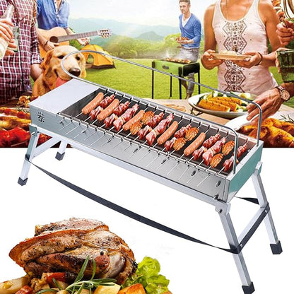 Rotisserie Grill, Stainless Steel Picnic BBQ Grill Automatic Rotating Rotisserie Barbecue Grill Rack Portable Charcoal Grill with USB Cable,for 3-5 People Outdoor Camping