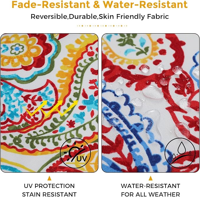 FUNHOME Outdoor Chair Cushions Set of 2,Patio Seat Cushion 17"x16"x2",U-Shaped Dining Chair Cushion 17 by 16 Inch,Water Resistant,Fade-Resistant Chair Pads for Kitchen Garden Furniture(Phoenix)