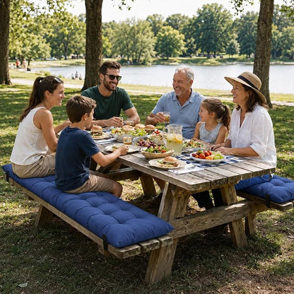 2pcs Picnic Table Bench Cushions, 72 x 10 x 3 Inch Outdoor Bench Seat Cushions with Ties, Tufted Patio Bench Pads for Picnic Table, Garden, Porch, Patio and Backyard Seating