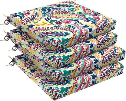 DYTXIII Set of 4 Outdoor Chair Cushions, Water Resistant 18.5"x16"x2" Square Seat Cushion for Patio Dining Chairs, High-Density Replacement Pads for Indoor Outdoor Furniture - Vigour Paisley