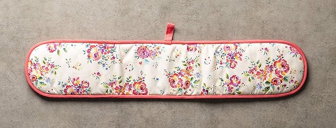 Maison d' Hermine Double Oven Mitts 100% Cotton 7"x35" Double Oven Mitt Heat Resistant BBQ Cooking Gloves with Loop Baking Grilling Kitchen Hotel Home Farmhouse Spring Summer (Rose Garden)
