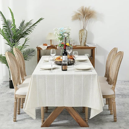 Chassic 54 x 72 inches Farmhouse Style Linen tablecloths, Wrinkle Resistant Washable Dining Room Table Cloths for Small Rectangle Tables - Beige