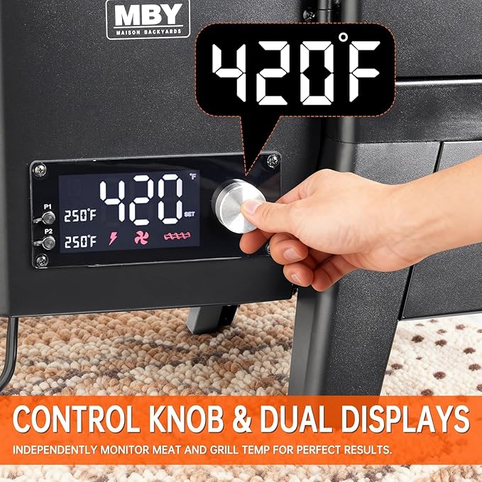 Vertical Pellet Smoker Grill with Cover & Meat Probe, 4-Rack Electric Pellet Smoker, 616 Sq.In Digital BBQ Smoker with LED Temperature Control for Outdoor Smoking Brisket, Ribs, Chicken & Sausage