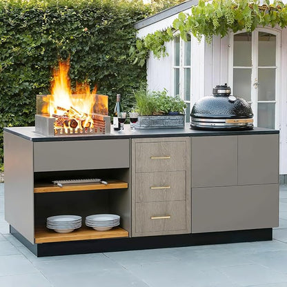 PeakPursuit Stainless Steel Outdoor Kitchen Drawers - Heavy Duty Weather-Resistant with Built-in Paper Towel Holder, Flush Mount for BBQ Island & Grill Station, 17" W x 30" H x 21" D