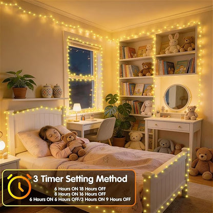 Hezbjiti 2 Pack 1000 LED 403 FT Christmas String Lights Outdoor, 8 Lighting Modes IP44 Waterproof Fairy Lights with Timer and Dimmable Function for Party Tree Decorations (Warm White, Clear Wire)