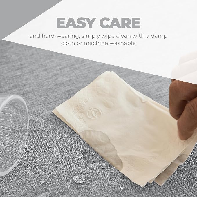 Decorelia Linen Texture Round Tablecloths 60 Inch, Decorative Waterproof Farmhouse Table Cloth Anti-Scratch Soft Cover for Holiday, Banquet,Dining& Kitchen Table (60 Inch,Round (2-4 Seats), Cool Grey)