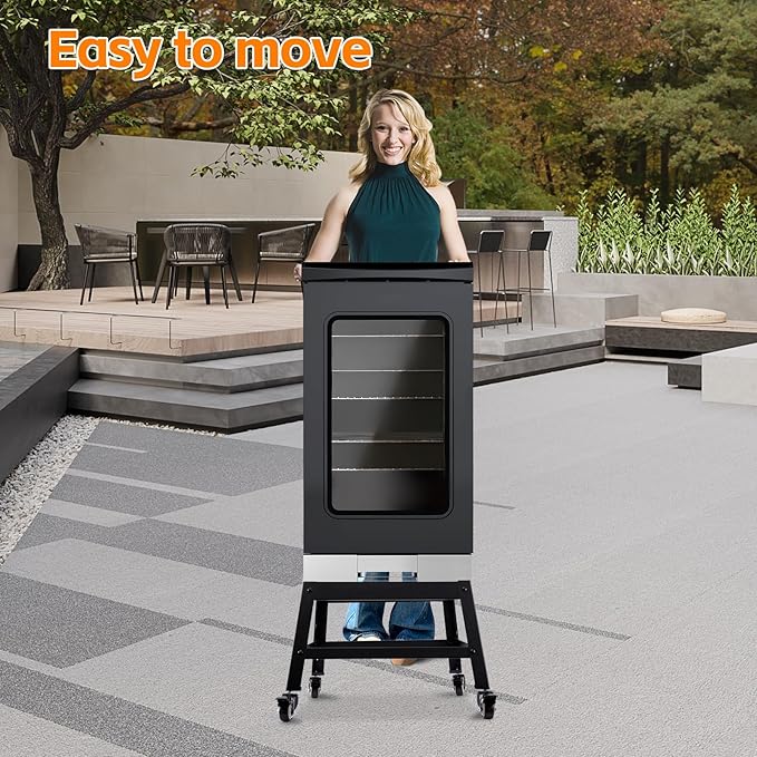 Mobile Stand for EAST OAK 30 inch Electric Smoker, Leg Extension Kit with Wheels for EAST OAK 30" Outdoor Electric Smoker, Smoker Grill Stand for Outdoor Barbecue,Black,All Steel Mobile Stand Base
